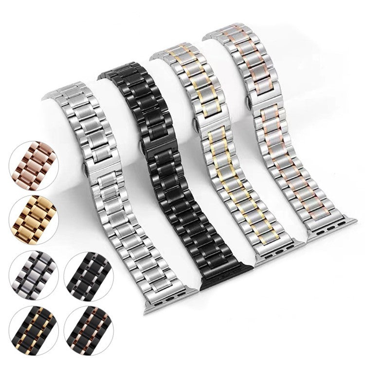 Watch Band for Apple Watch Series 10 42mm / 9 8 7 41mm / SE (2023) SE (2022) SE 6 5 4 40mm / 3 2 1 38mm 5-Beads 22mm Wrist Strap - Rose Gold