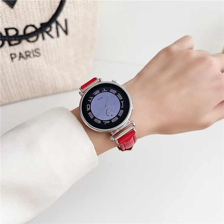 For Samsung Galaxy Watch3 45mm / Huawei Watch GT 4 46mm Strap 22mm PU Leather Watch Band - Reddish Brown