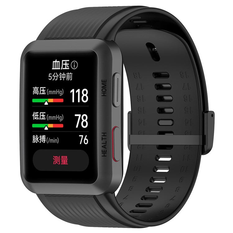 For Huawei Watch D Adjustable Silicone+Metal Watch Strap Flexible Wrist Band with Buckle - Black