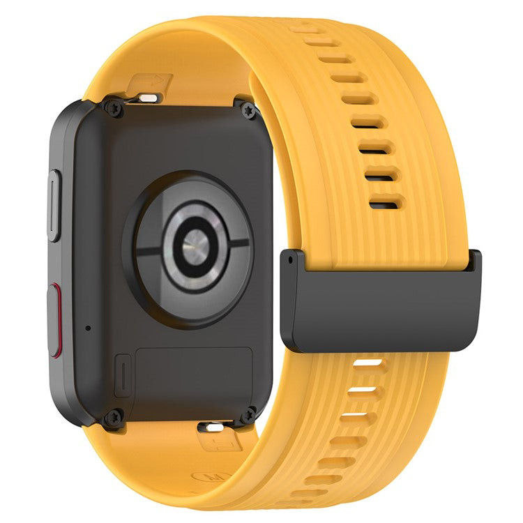 For Huawei Watch D Adjustable Silicone+Metal Watch Strap Flexible Wrist Band with Buckle - Yellow