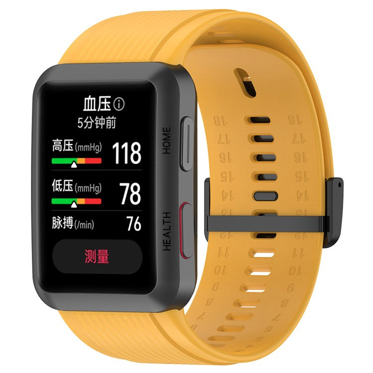 For Huawei Watch D Adjustable Silicone+Metal Watch Strap Flexible Wrist Band with Buckle - Yellow