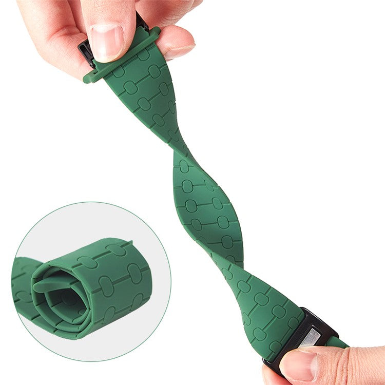 Strap for Apple Watch Series 10 42mm / 9 8 7 41mm / SE (2023) SE (2022) SE 6 5 4 40mm / 3 2 1 38mm Liquid Silicone Watch Band - Blackish Green