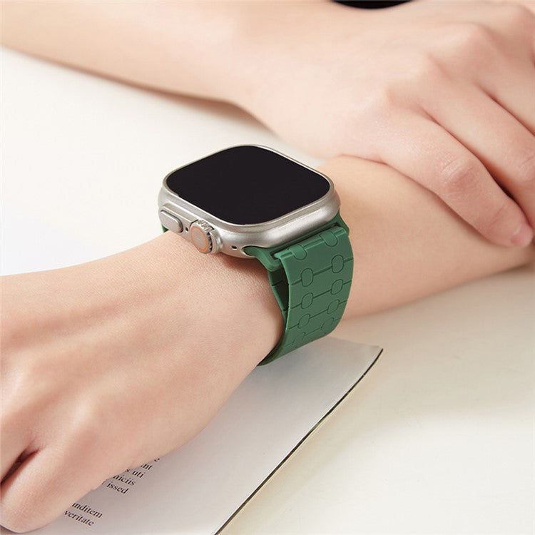 Strap for Apple Watch Series 10 42mm / 9 8 7 41mm / SE (2023) SE (2022) SE 6 5 4 40mm / 3 2 1 38mm Liquid Silicone Watch Band - Blackish Green