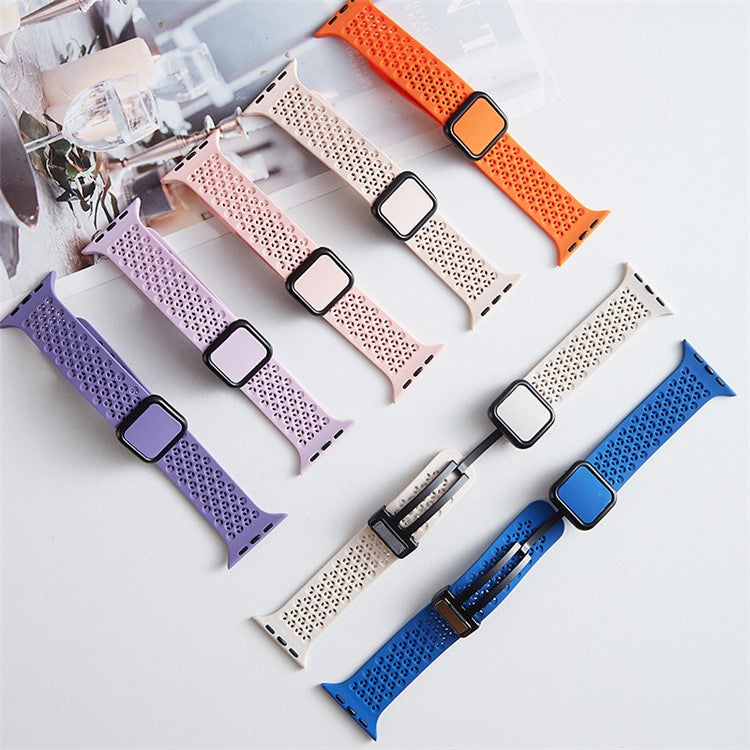 Magnetic Strap for Apple Watch 10 46mm / Ultra 2 / Ultra 49mm / 9 8 7 45mm / SE (2023) SE (2022) SE 6 5 4 44mm / 3 2 1 42mm Silicone Band - Black