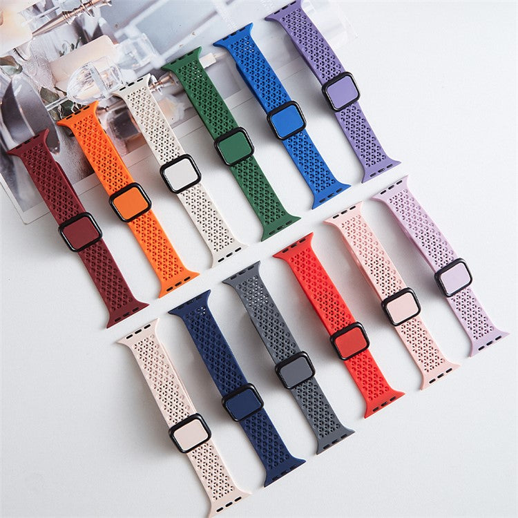 Magnetic Strap for Apple Watch 10 46mm / Ultra 2 / Ultra 49mm / 9 8 7 45mm / SE (2023) SE (2022) SE 6 5 4 44mm / 3 2 1 42mm Silicone Band - Black