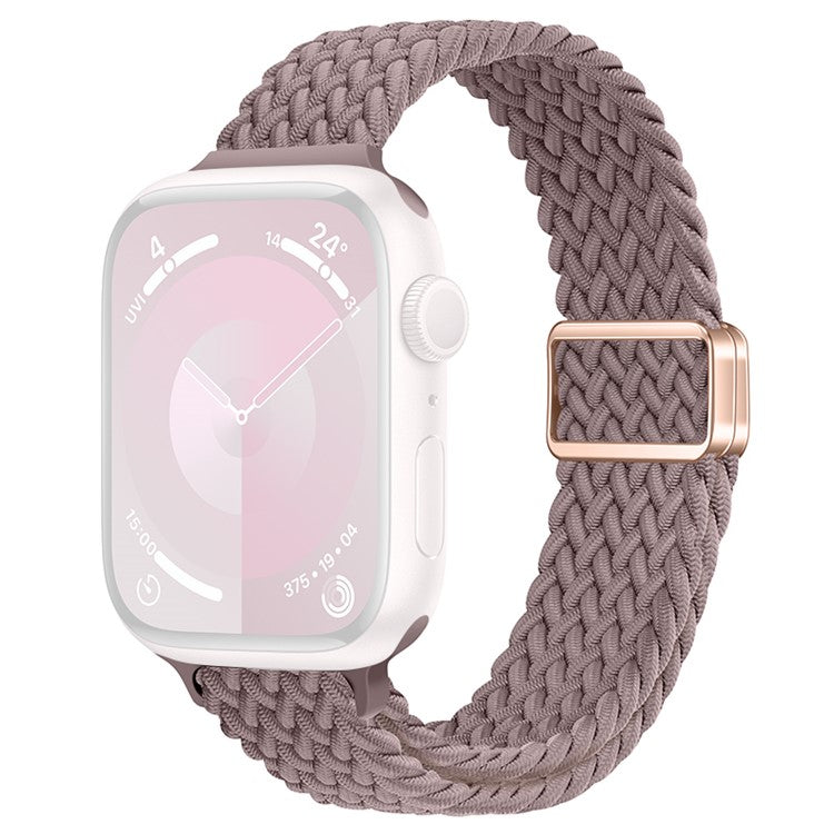 For Apple Watch 10 46mm / Ultra 2 / Ultra 49mm / 9 8 7 45mm / SE (2023) SE (2022) SE 6 5 4 44mm / 3 2 1 42mm Watch Strap Braided Nylon Band - Smoke Purple
