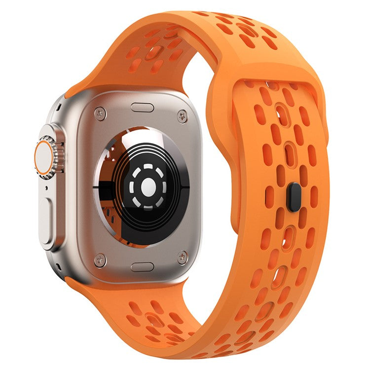 For Apple Watch 10 46mm / Ultra 2 / Ultra 49mm / 9 8 7 45mm / SE (2023) SE (2022) SE 6 5 4 44mm / 3 2 1 42mm Watch Band Fluoro Rubber Wrist Strap - Orange