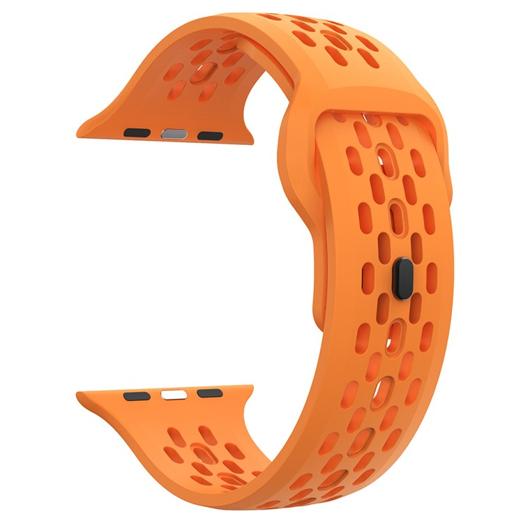 For Apple Watch 10 46mm / Ultra 2 / Ultra 49mm / 9 8 7 45mm / SE (2023) SE (2022) SE 6 5 4 44mm / 3 2 1 42mm Watch Band Fluoro Rubber Wrist Strap - Orange