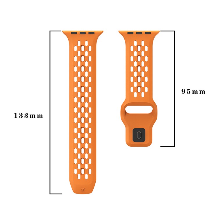 For Apple Watch 10 46mm / Ultra 2 / Ultra 49mm / 9 8 7 45mm / SE (2023) SE (2022) SE 6 5 4 44mm / 3 2 1 42mm Watch Band Fluoro Rubber Wrist Strap - Orange