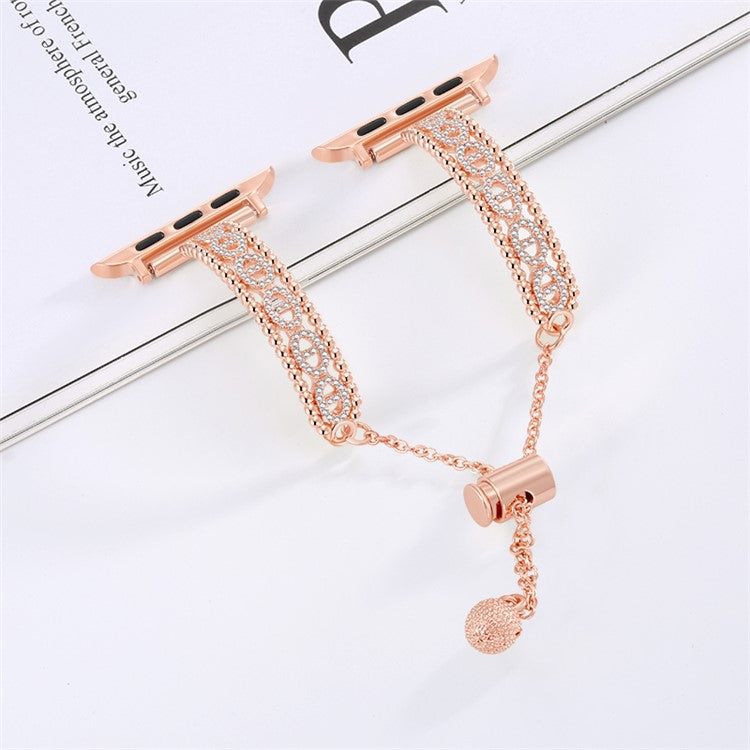 Watch Strap for Apple Watch Series 10 42mm / 9 8 7 41mm  / SE (2023) SE (2022) SE 6 5 4 40mm / 3 2 1 38mm Rhinestone Copper Bracelet - Rose Gold