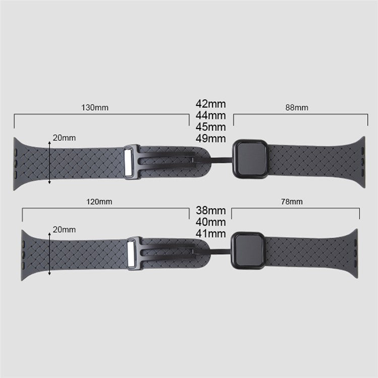 Watch Band For Apple Watch Series 10 42mm / 9 8 7 41mm / SE (2023) SE (2022) SE 6 5 4 40mm / 3 2 1 38mm Woven Texture Silicone Strap - Iris