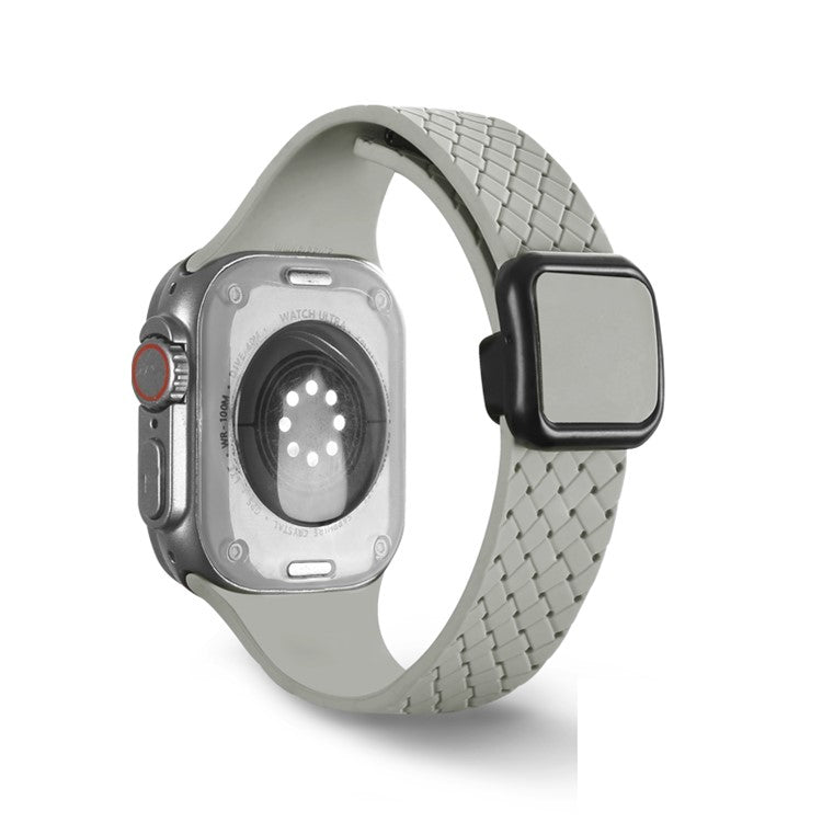 Watch Band For Apple Watch Series 10 42mm / 9 8 7 41mm / SE (2023) SE (2022) SE 6 5 4 40mm / 3 2 1 38mm Woven Texture Silicone Strap - Rock Grey