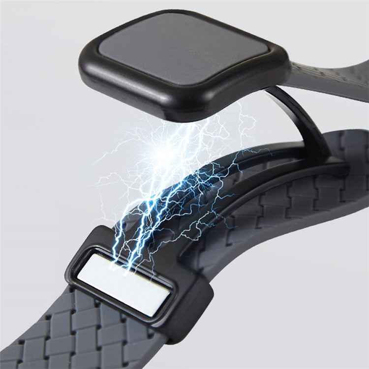 Watch Band For Apple Watch Series 10 42mm / 9 8 7 41mm / SE (2023) SE (2022) SE 6 5 4 40mm / 3 2 1 38mm Woven Texture Silicone Strap - Rock Grey