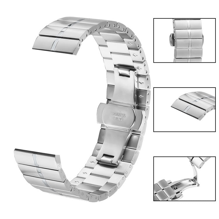 Metal Strap for Garmin Forerunner 255 Music Stainless Steel Watch Band with Butterfly Buckle - Silver