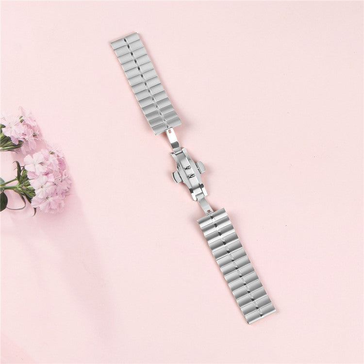 Metal Strap for Garmin Forerunner 255 Music Stainless Steel Watch Band with Butterfly Buckle - Silver