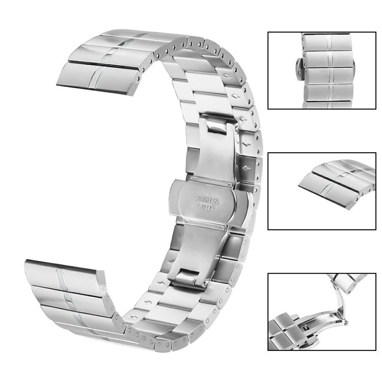 For Garmin Forerunner 255 Wrist Band Stainless Steel Watch Strap with Buckle - Silver
