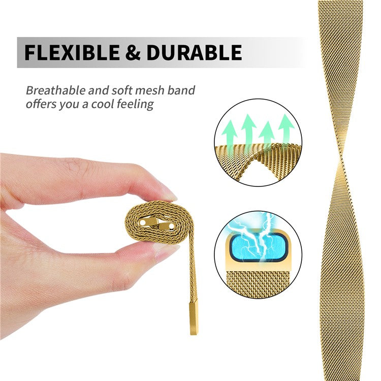 For Verizon GizmoWatch 2 Milanese Mesh Strap Stainless Steel Magnetic Watch Band - Gold