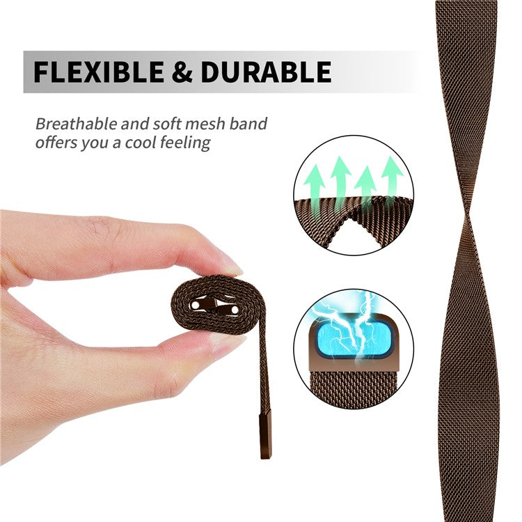 For Gabb Watch 3 Milanese Watch Band Magnetic Stainless Steel Breathable Mesh Wrist Strap - Dark Brown