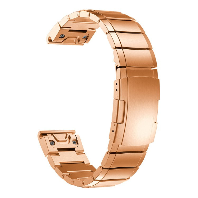 KALEBOL KLB-YZBXG-001 For Garmin Fenix 7 / 7 Pro Stainless Steel Watch Band QuickFit 22mm Replacement Watch Strap - Rose Gold