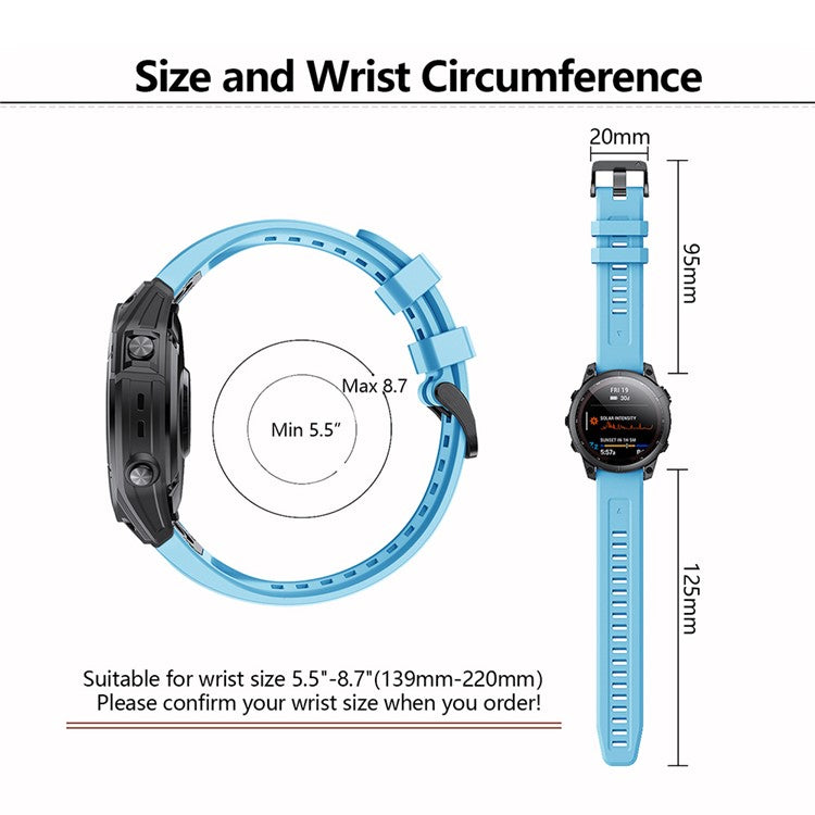 KALEBOL KLB-TXGJ-001 For Garmin Fenix 7S / 7S Pro 20mm Silicone Watch Strap Trapezoidal Holes - Sky Blue