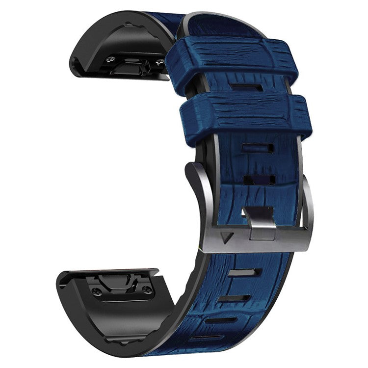 KALEBO KLB-EYWGJPU-001 For Garmin Fenix 6X / Fenix 7X / Instinct 2X Wrist Watch Band QuickFit 26mm Crocodile Texture Strap - Midnight Blue