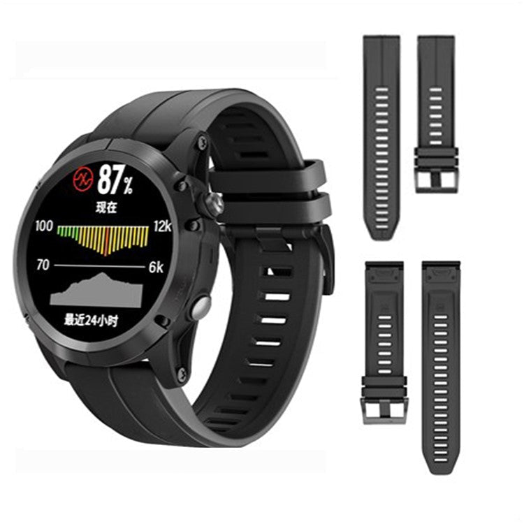 KALEBOL KLB-PWGJ-001 For Garmin Fenix 7X / 7X Pro Watch Band 26mm Silicone Watch Strap - Black