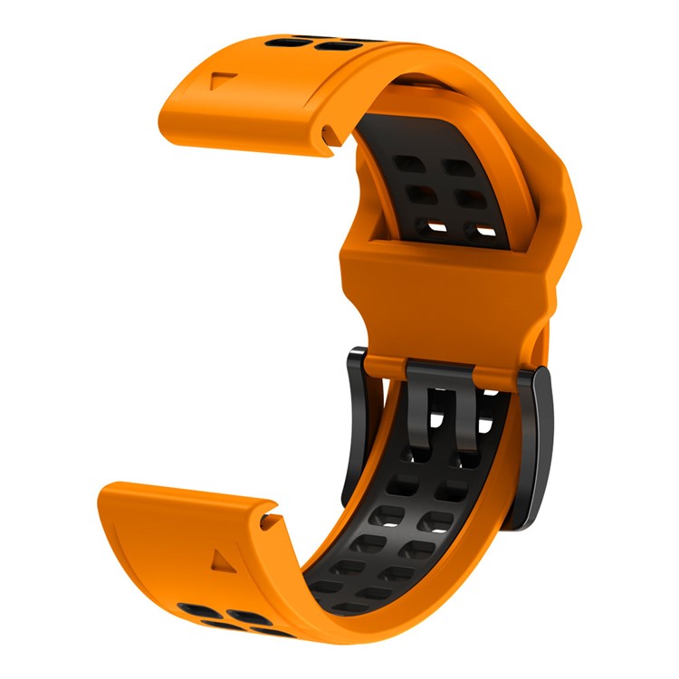 KALEBOL KLB-SSSPKGJ-001 For Garmin QuickFit 26mm Watch Band Breathable Double Row Holes Silicone Strap - Orange+Black