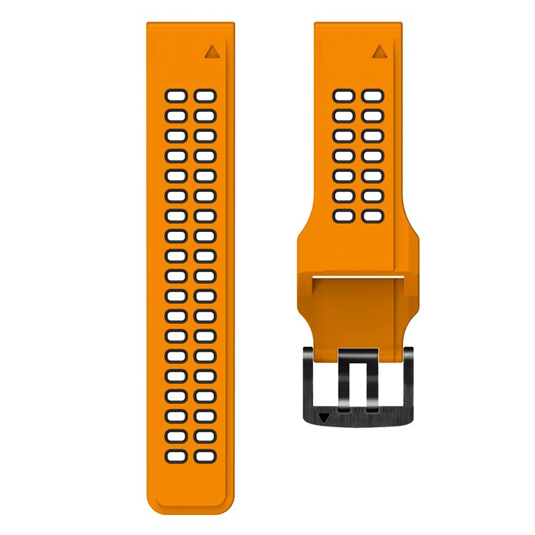 KALEBOL KLB-SSSPKGJ-001 For Garmin QuickFit 26mm Watch Band Breathable Double Row Holes Silicone Strap - Orange+Black