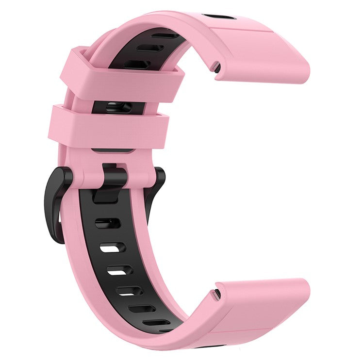 KALEBOL KLB-SSPWGJ-001 For Garmin Fenix 7 / 7 Pro Watch Band QuickFit 22mm Flexible Silicone Wrist Strap - Pink+Black