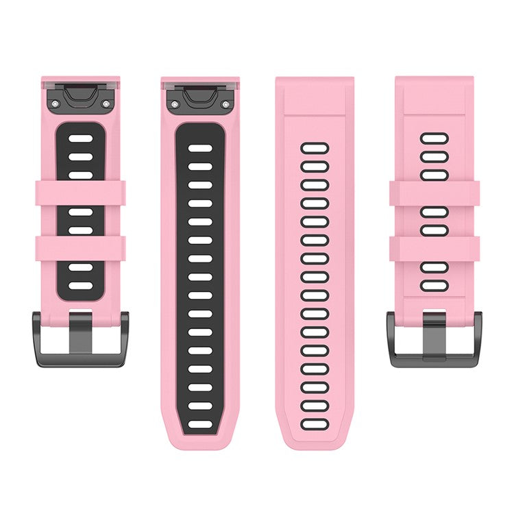 KALEBOL KLB-SSPWGJ-001 For Garmin Fenix 7 / 7 Pro Watch Band QuickFit 22mm Flexible Silicone Wrist Strap - Pink+Black