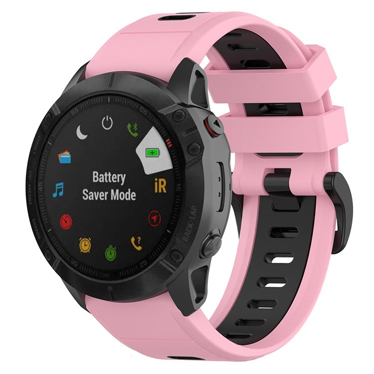 KALEBOL KLB-SSPWGJ-001 For Garmin Fenix 7 / 7 Pro Watch Band QuickFit 22mm Flexible Silicone Wrist Strap - Pink+Black