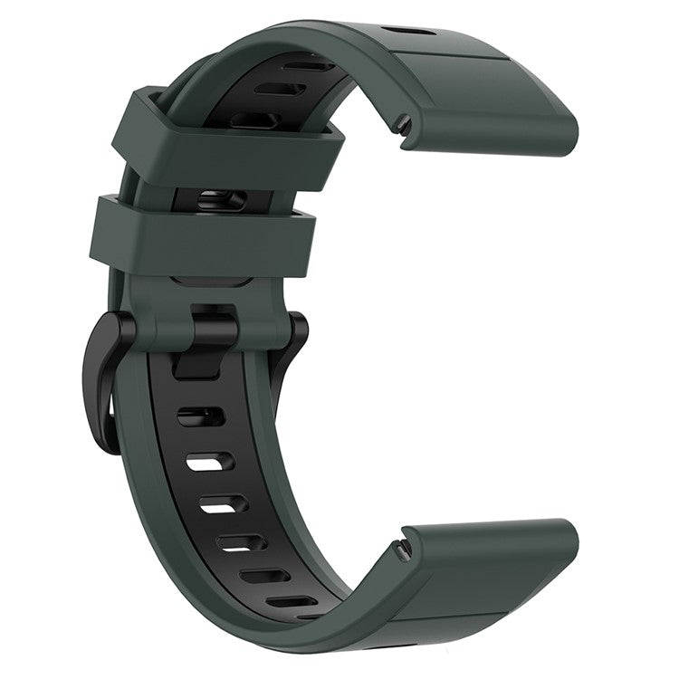 KALEBOL KLB-SSPWGJ-001 For Garmin Fenix 7 / 7 Pro Watch Band QuickFit 22mm Flexible Silicone Wrist Strap - Olive Green+Black