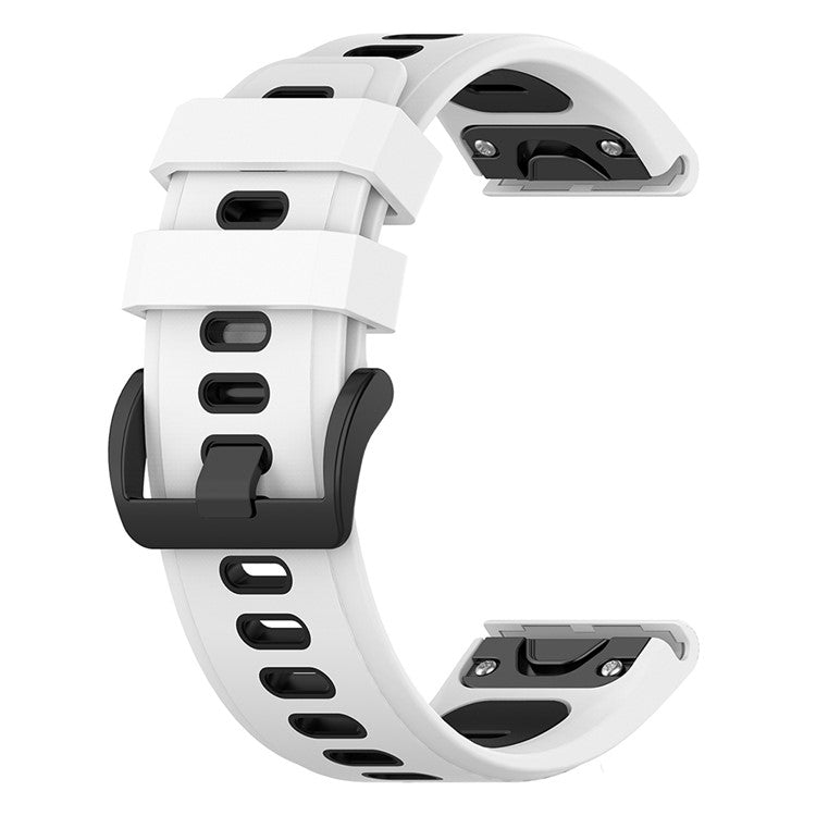 KALEBOL KLB-SSPWGJ-001 For Garmin Fenix 7X / 7X Pro Watchband QuickFit 26mm Silicone Watch Strap - White / Black