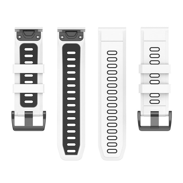 KALEBOL KLB-SSPWGJ-001 For Garmin Fenix 7X / 7X Pro Watchband QuickFit 26mm Silicone Watch Strap - White / Black