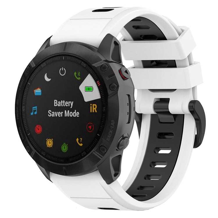 KALEBOL KLB-SSPWGJ-001 For Garmin Fenix 7X / 7X Pro Watchband QuickFit 26mm Silicone Watch Strap - White / Black
