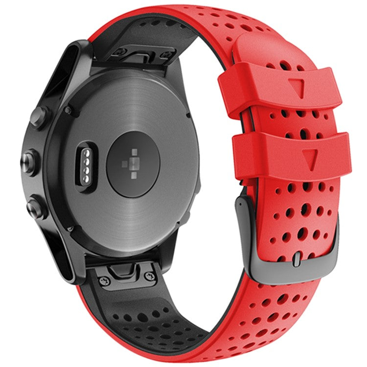 KALEBOL KLB-SSYKGJ-001 For Garmin Fenix 7 / 7 Pro Watch Bracelet Dual Color QuickFit 22mm Replacement Strap - Red+Black