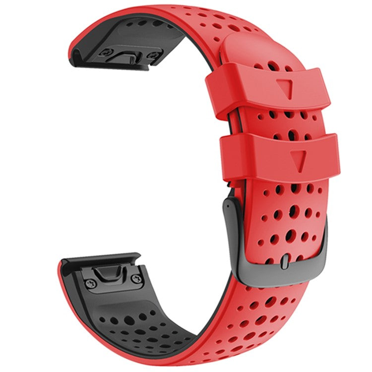 KALEBOL KLB-SSYKGJ-001 For Garmin Fenix 7 / 7 Pro Watch Bracelet Dual Color QuickFit 22mm Replacement Strap - Red+Black