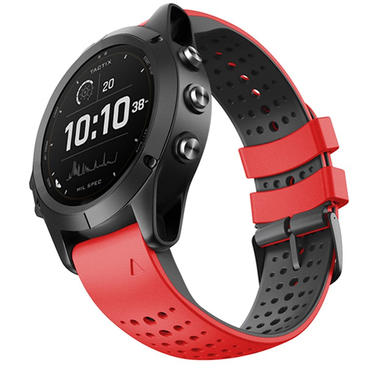 KALEBOL KLB-SSYKGJ-001 For Garmin Fenix 7 / 7 Pro Watch Bracelet Dual Color QuickFit 22mm Replacement Strap - Red+Black