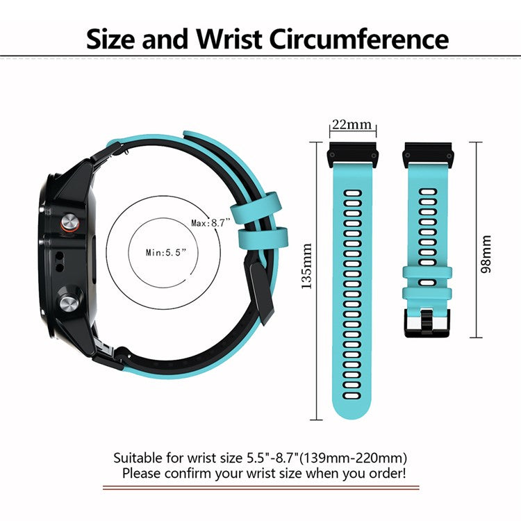 KALEBOL KLB-SSSCGJ-001 For Garmin Fenix 7 / 7 Pro Watch Bracelet QuickFit 22mm Strap with Dual Color Design - Lime+Black