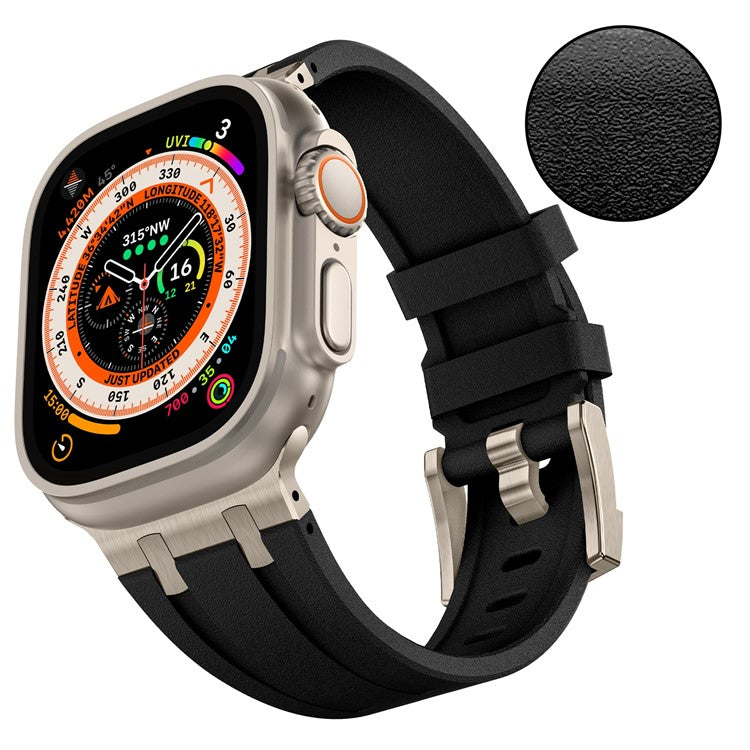 KALEBOL For Apple Watch 10 46mm / Ultra 2 / Ultra 49mm / 9 8 7 45mm / SE (2023) SE (2022) SE 6 5 4 44mm / 3 2 1 42mm Silicone Band - Titanium+Black