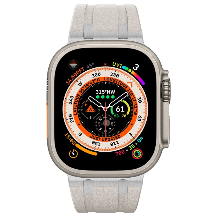 KALEBOL For Apple Watch 10 46mm / Ultra 2 / Ultra 49mm / 9 8 7 45mm / SE (2023) SE (2022) SE 6 5 4 44mm / 3 2 1 42mm Silicone Band - Silver+Starlight