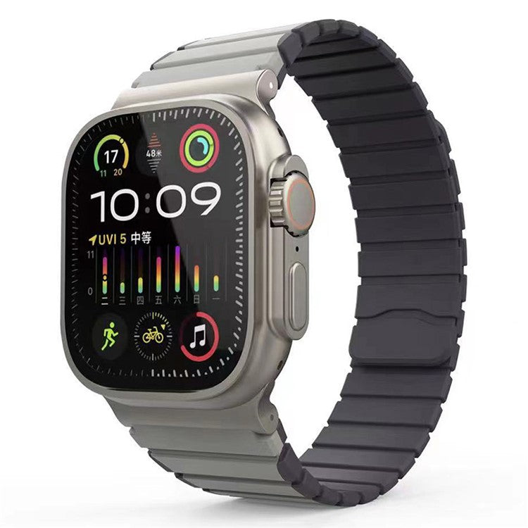 KALEBOL KLB-SSCXGJ-001 Strap for Apple Watch Series 10 42mm / 9 8 7 41mm / SE (2023) SE (2022) SE 6 5 4 40mm / 3 2 1 38mm Magnetic Silicone Band - Grey