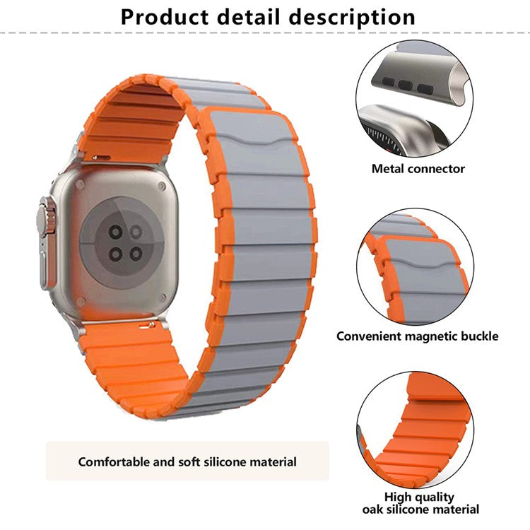 KALEBOL KLB-SSCXGJ-001 Strap for Apple Watch Series 10 42mm / 9 8 7 41mm / SE (2023) SE (2022) SE 6 5 4 40mm / 3 2 1 38mm Magnetic Silicone Band - Grey