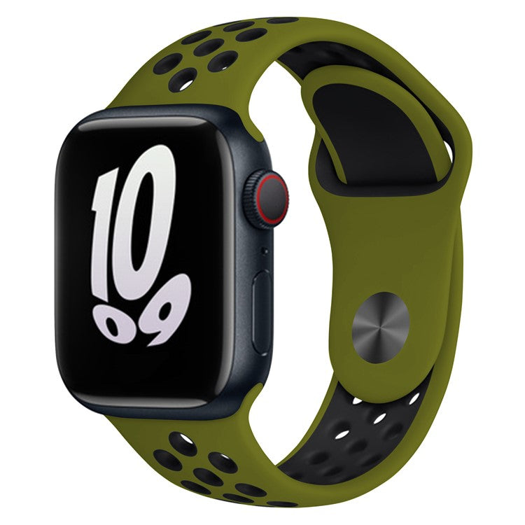 KALEBOL Size S / M Strap For Apple Watch Series 10 42mm / 9 8 7 41mm / SE (2023) SE (2022) SE 6 5 4 40mm / 3 2 1 38mm Silicone Watch Band - Olive Green+Black