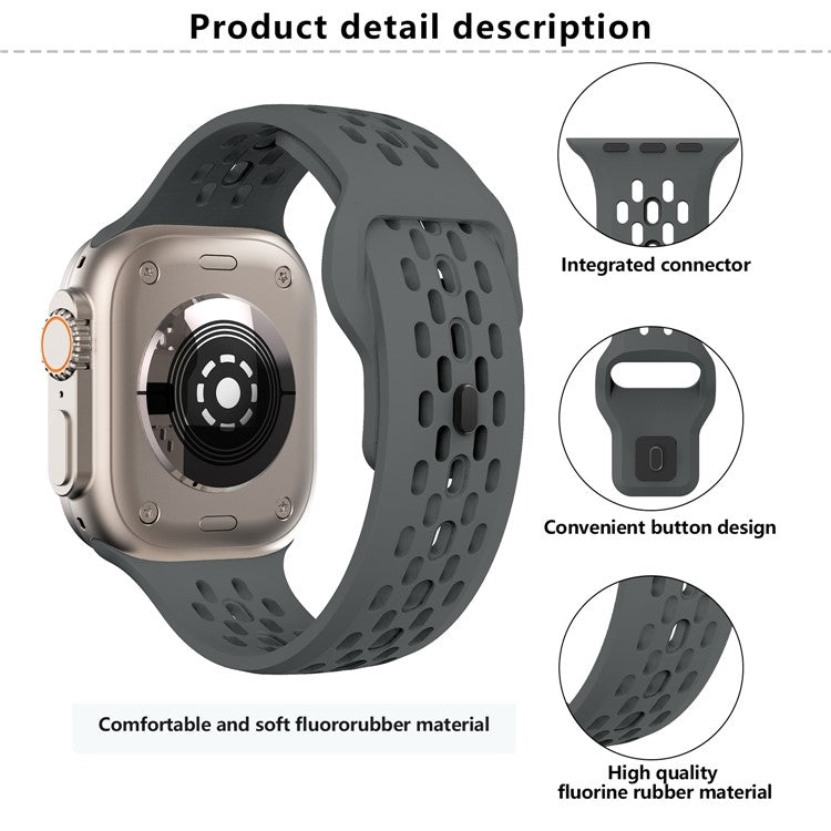 KALEBOL For Apple Watch 10 46mm / Ultra 2 / Ultra 49mm / 9 8 7 45mm / SE (2023) SE (2022) SE 6 5 4 44mm / 3 2 1 42mm Fluorubber Watch Band - Orange