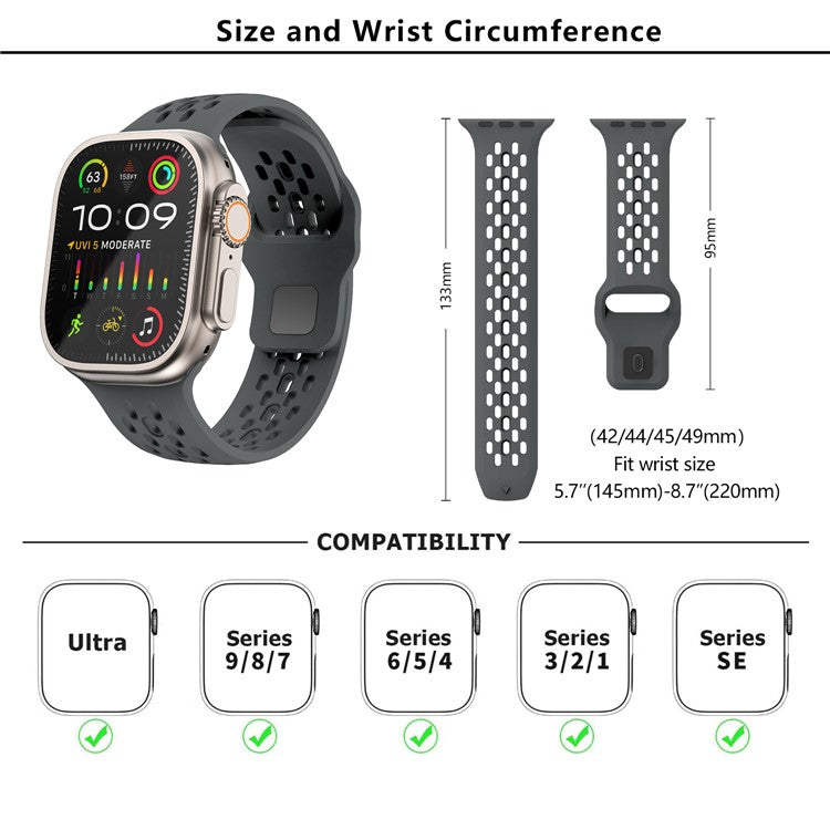 KALEBOL For Apple Watch 10 46mm / Ultra 2 / Ultra 49mm / 9 8 7 45mm / SE (2023) SE (2022) SE 6 5 4 44mm / 3 2 1 42mm Fluorubber Watch Band - Midnight Blue