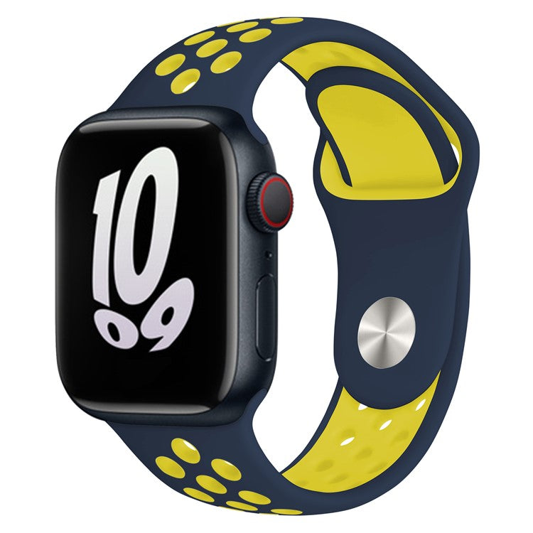 KALEBOL S / M For Apple Watch 10 46mm / Ultra 2 / Ultra 49mm / 9 8 7 45mm / SE (2023) SE (2022) SE 6 5 4 44mm / 3 2 1 42mm Strap - Dark Blue+Yellow