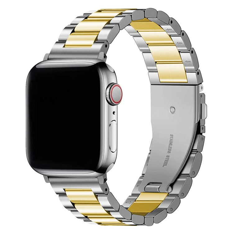 KALEBOL Watch Band For Apple Watch Series 10 42mm / 9 8 7 41mm / 6 5 4 SE (2022) SE (2023) SE 40mm / 3 2 1 38mm Stainless Steel Strap - Silver+Gold
