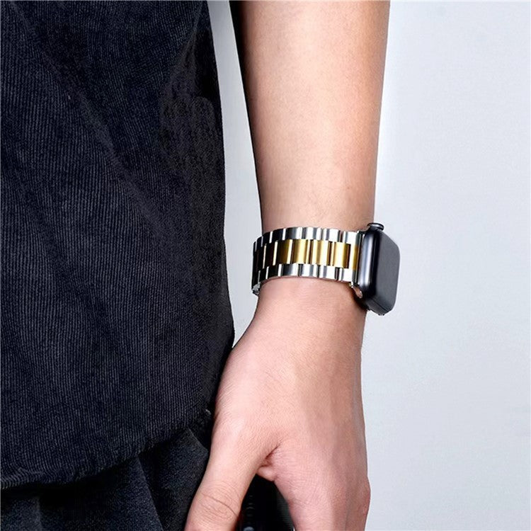KALEBOL Watch Band For Apple Watch Series 10 42mm / 9 8 7 41mm / 6 5 4 SE (2022) SE (2023) SE 40mm / 3 2 1 38mm Stainless Steel Strap - Silver+Gold