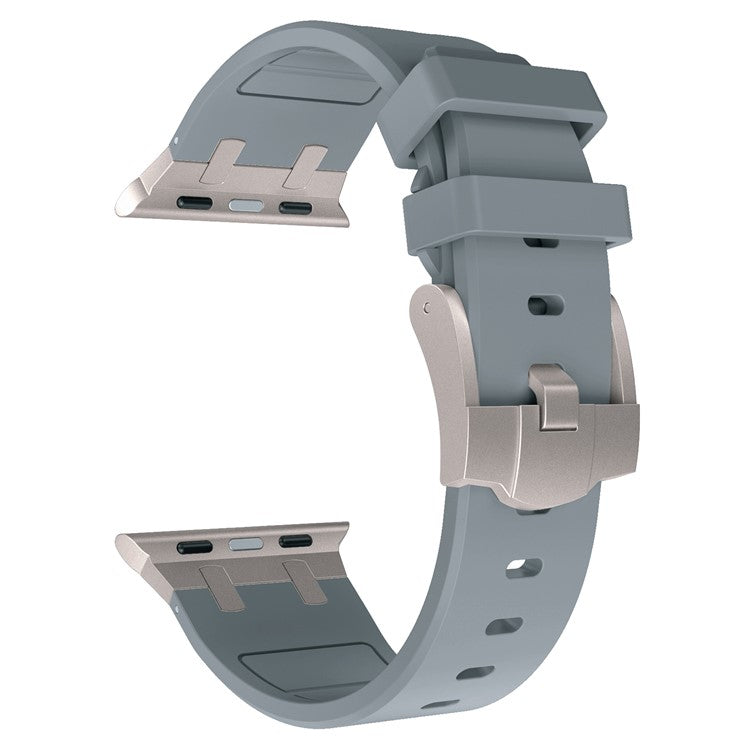 KALEBOL Watch Band For Apple Watch Series 10 42mm / 9 8 7 41mm / 6 5 4 SE (2023) SE (2022) SE 40mm / 3 2 1 38mm Liquid Silicone Strap - Titanium+Grey